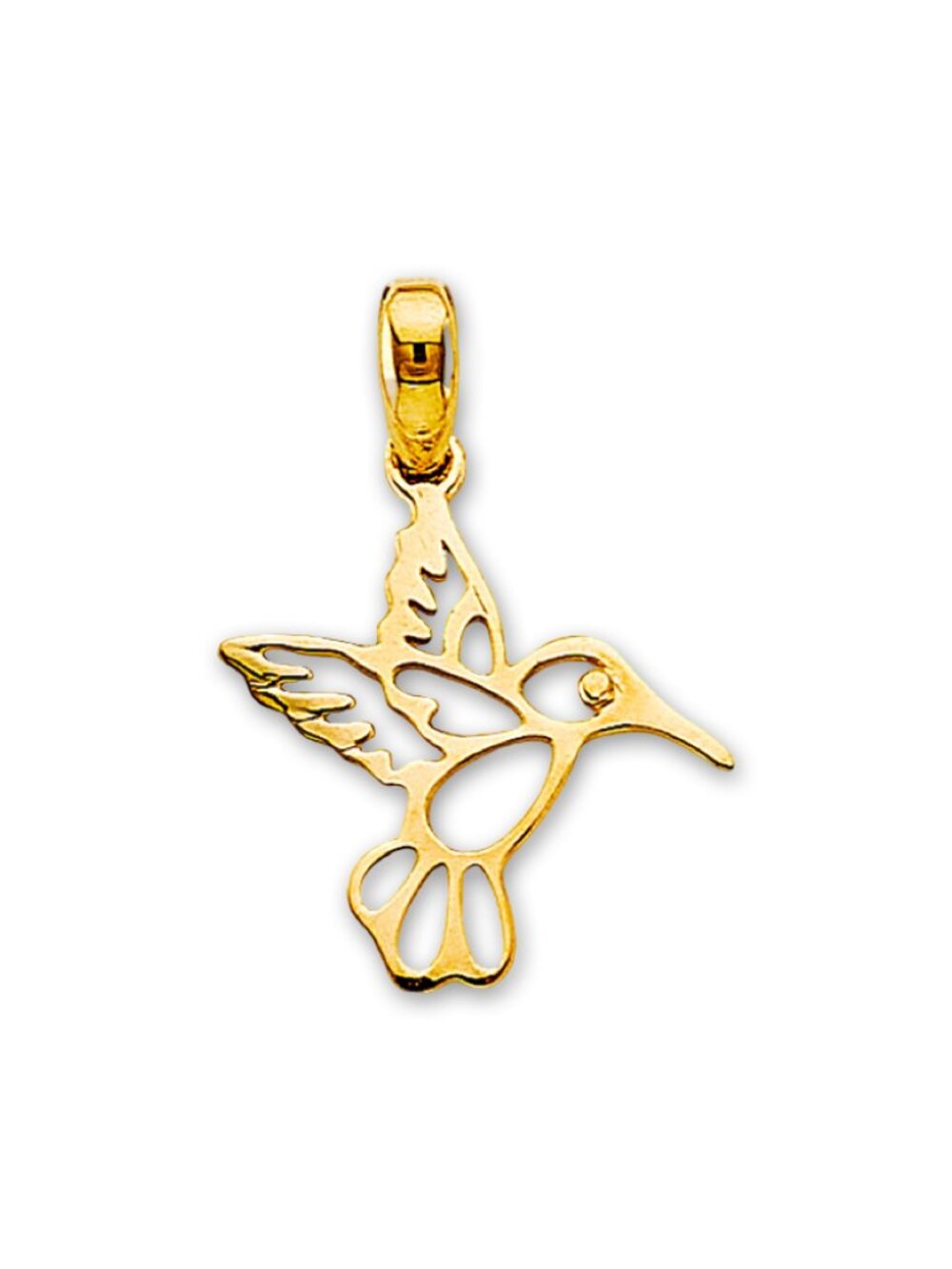 14K Yellow Gold Hummingbird Pendant | Bird Necklace Charm By Tehrani Jewelry